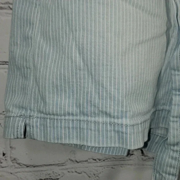 AE Denim High Waist Mom Shorts Blue w White Stripes Women's Size 16 - Picture 6 of 16